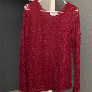 Lacy maroon top